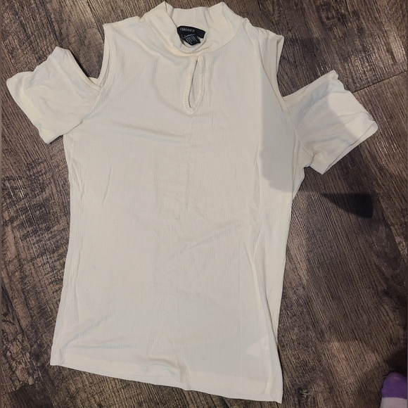 Forever 21 Cream Cut-Out Shoulder Blouse - Picture 1 of 2